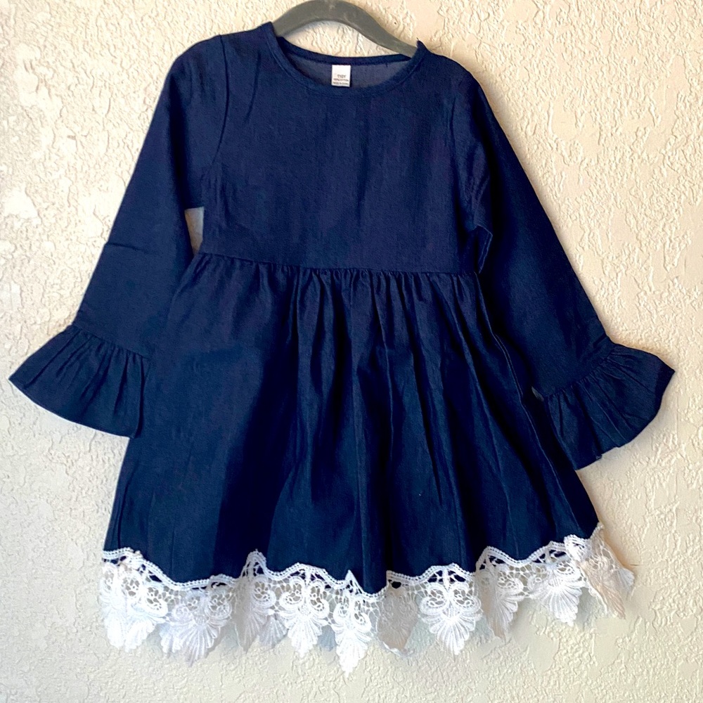 Denim Dress w/Lace Bottom